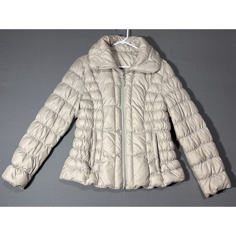 Kenneth Cole New York Women's Duck Down Puffer Jacket Large Champagne Coat Y2K